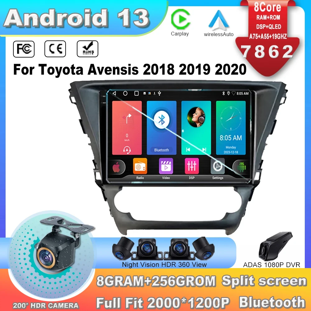 Автомобильный радиоприемник Android 13 для Toyota Avensis 2018 2019 2020 7862CPU мультимедийный