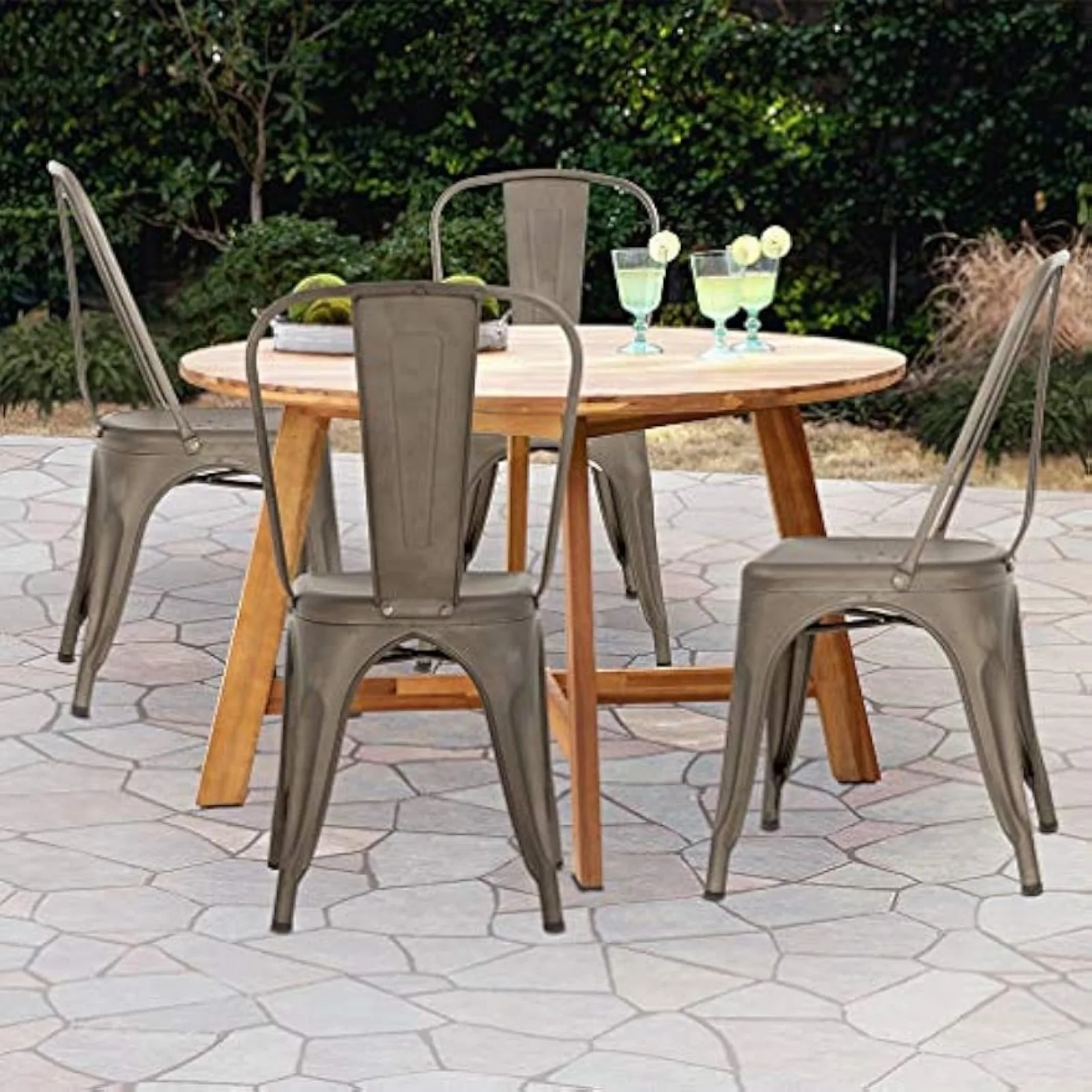 Металлический стул обеденный набор из 4 патио домашняя кухня 18-дюймовый для