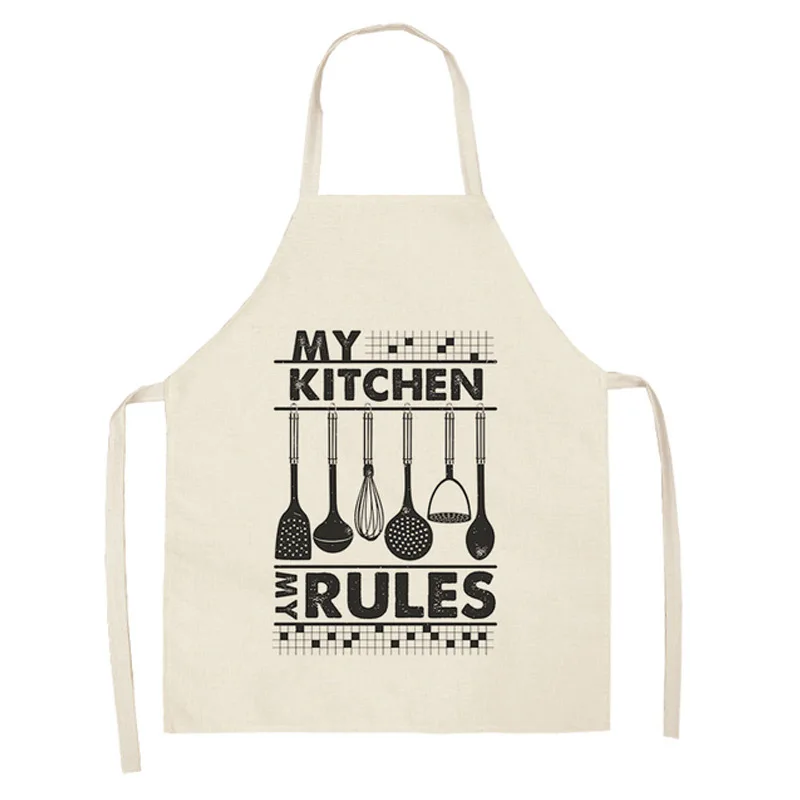 Geometric Letters Linen Apron Aprons for Women Baking Accessories Kitchen Cafe Men apron men |