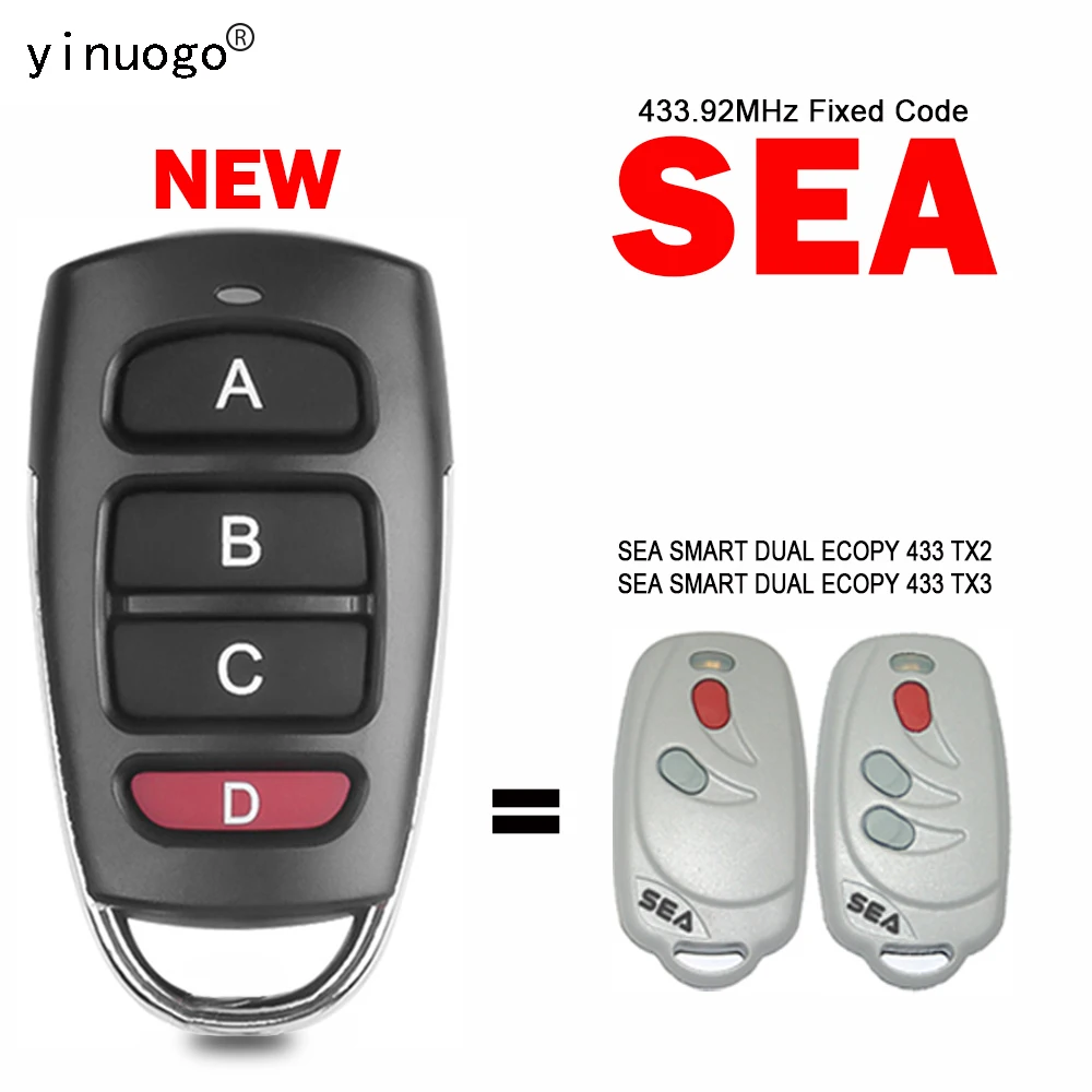 

For SEA SMART DUAL ECOPY 433 TX2 TX3 Remote Control Garage Door Opener 433.92MHz Fixed Code Clone SEA Garage Gate Remote Control