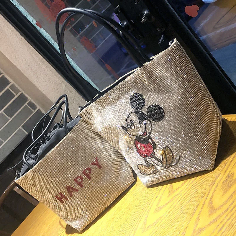 

New Disney Sequins Mickey Minnie lady shoulder Bag Outdoor Stitch Shopping Handbag Girlfriend gift