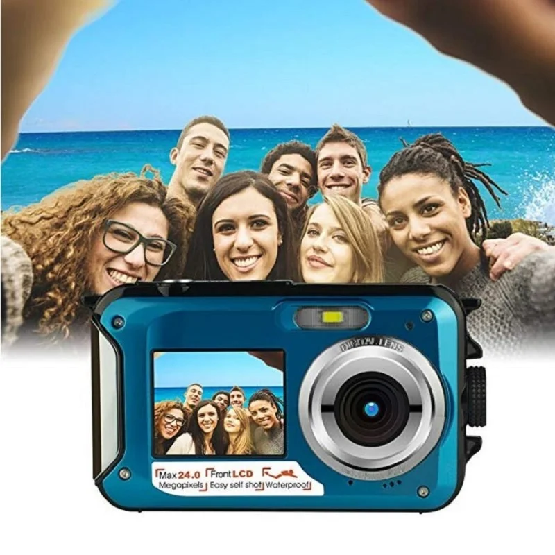 2.7inch TFT Digital Camera Waterproof 24MP MAX 1080P Double Screen 16x Digital Zoom Camcorder HD268 Underwater Camera Genuine enlarge
