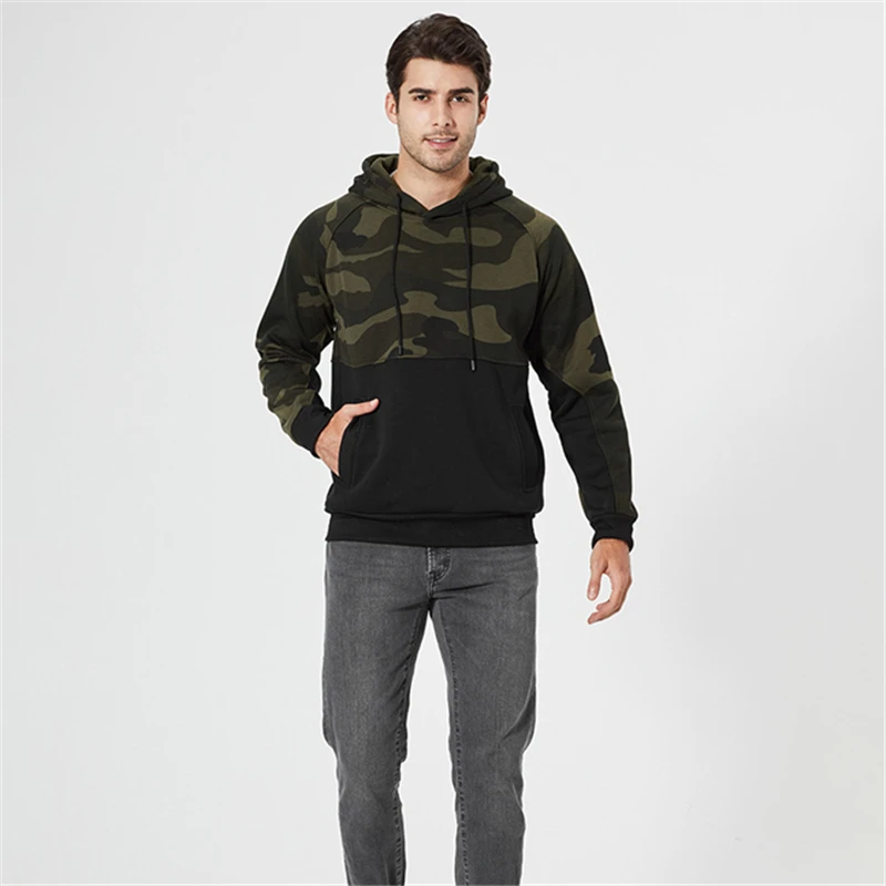 

New Men Hip Hop Retro Camouflage Letter Patch Cloth High Street Baseball Hooded Superior Quality Necessity