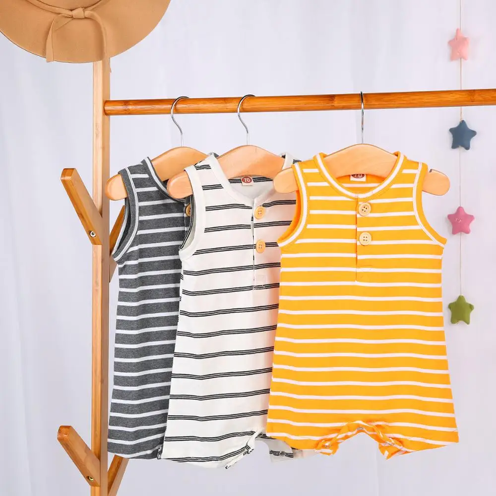 

New Baby Summer Clothing Newborn Infant Baby Boy Girl Striped Romper Clothes Sleeveless Striped Summer Outfit Jumpsuit