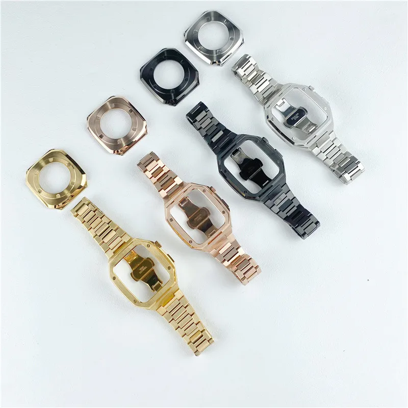 

for Apple Watch Series 7 6 5 4 SE Stainless Steel Mod Kit Protective Case Band Strap Cover iWatch 44mm 45mm