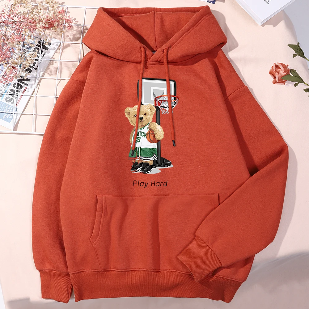 Тедди медведь собирается играть в баскетбол твердая Мужская толстовка винтажный