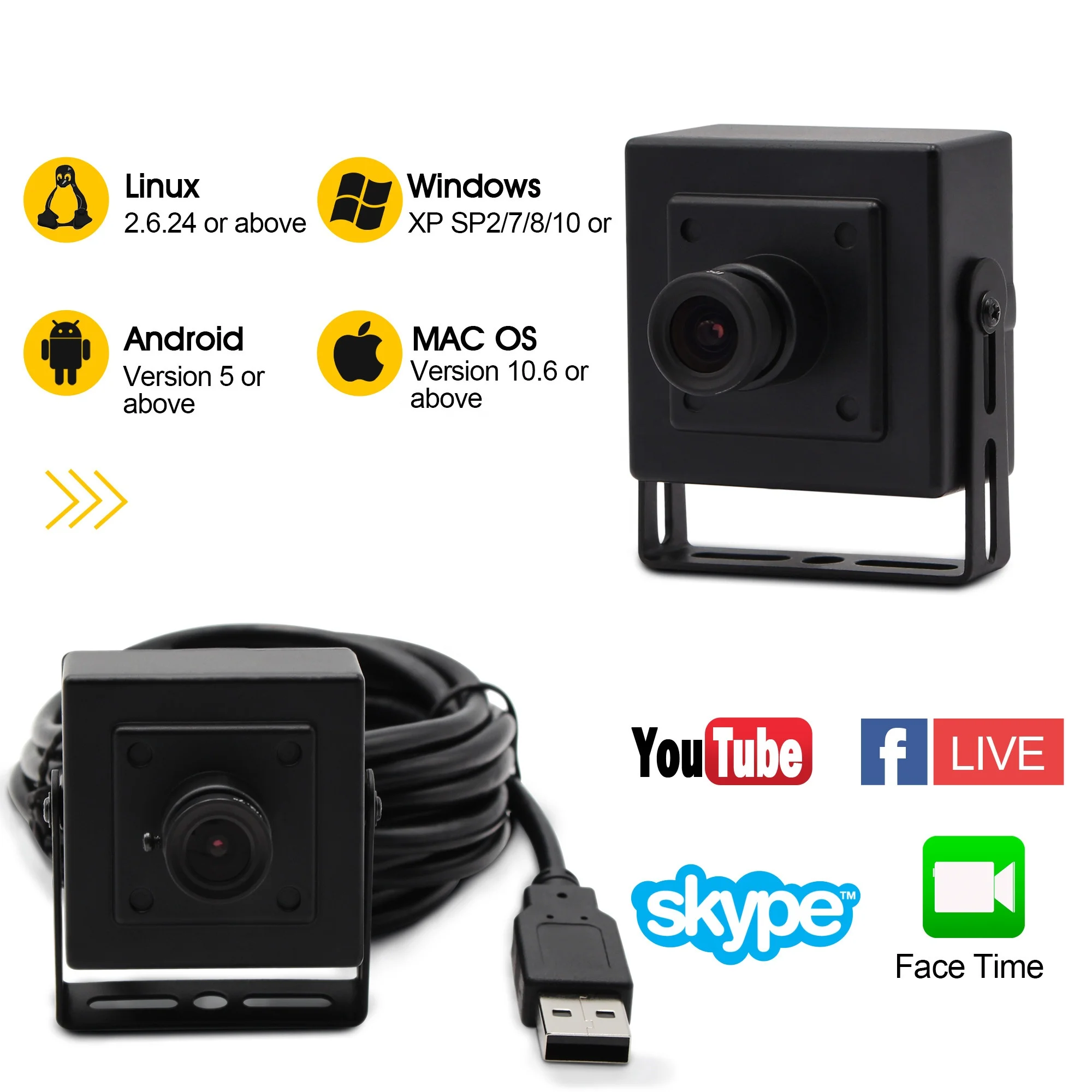 Фото Промышленная USB-камера 1.3MP 960P AR0130 с миниатюрным металлическим корпусом, чувствительностью 0.01 люкс при слабом освещении, для банкоматов, киосков, роботов, медицинского оборудования №5