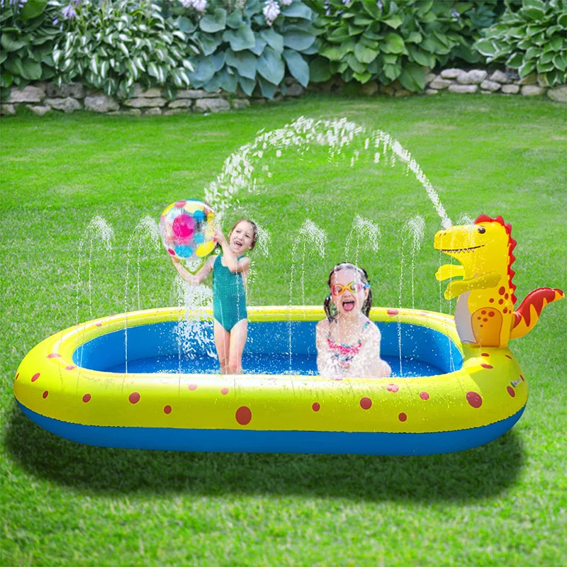 

Inflatable Sprinkler Pool for Kids 3 in 1 Baby Cushion Outdoor Splash Pad Toddlers Children Backyard Fun Water Play Toys