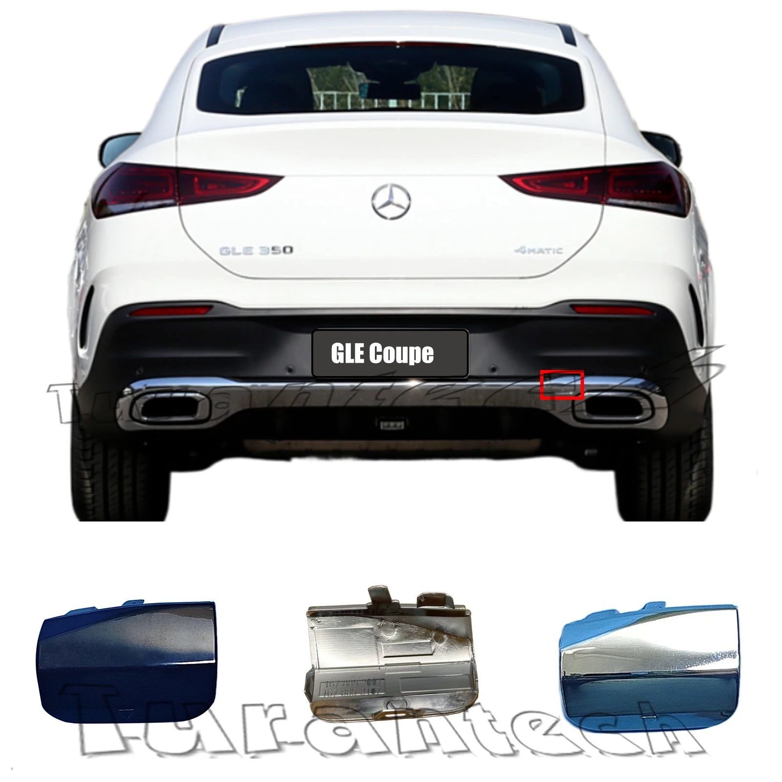 Фото Задний маленький буксирный колпак для Mercedes-Benz GLE Coupe W167 300 350d 350E 350de 400d 400e 450 450d 4Matic, крышка бампера с крючком для глаз №1