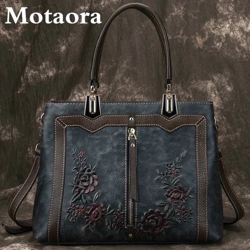 motaora womens bag retro genuine leather luxury handbags for women 2022 new handmade crossbody bag large capacity bags female free global shipping