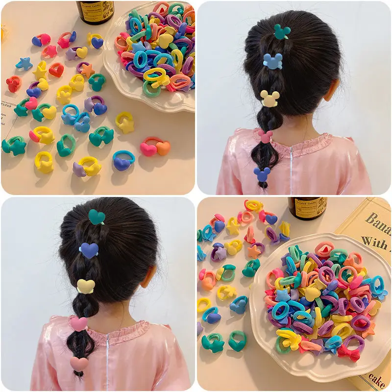 

Colorful Star Heart Shape Cute Cartoon Nylon No Crease Hair Ties Baby Girls' Hair Ponytail Holder Headwear Accessories