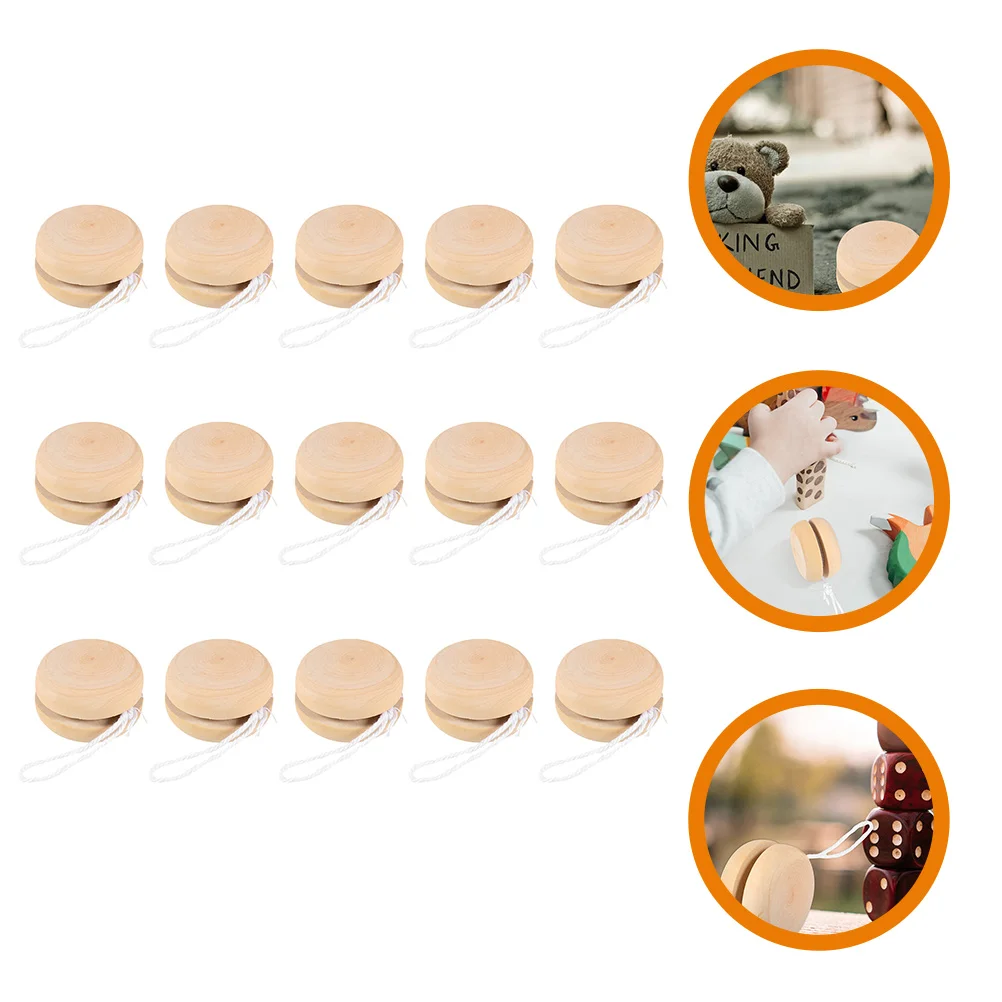 

15 Pcs Wooden Playset Kids Finger Plaything Wooden Thread Yo-yo Balls Interesting Fingertip Child