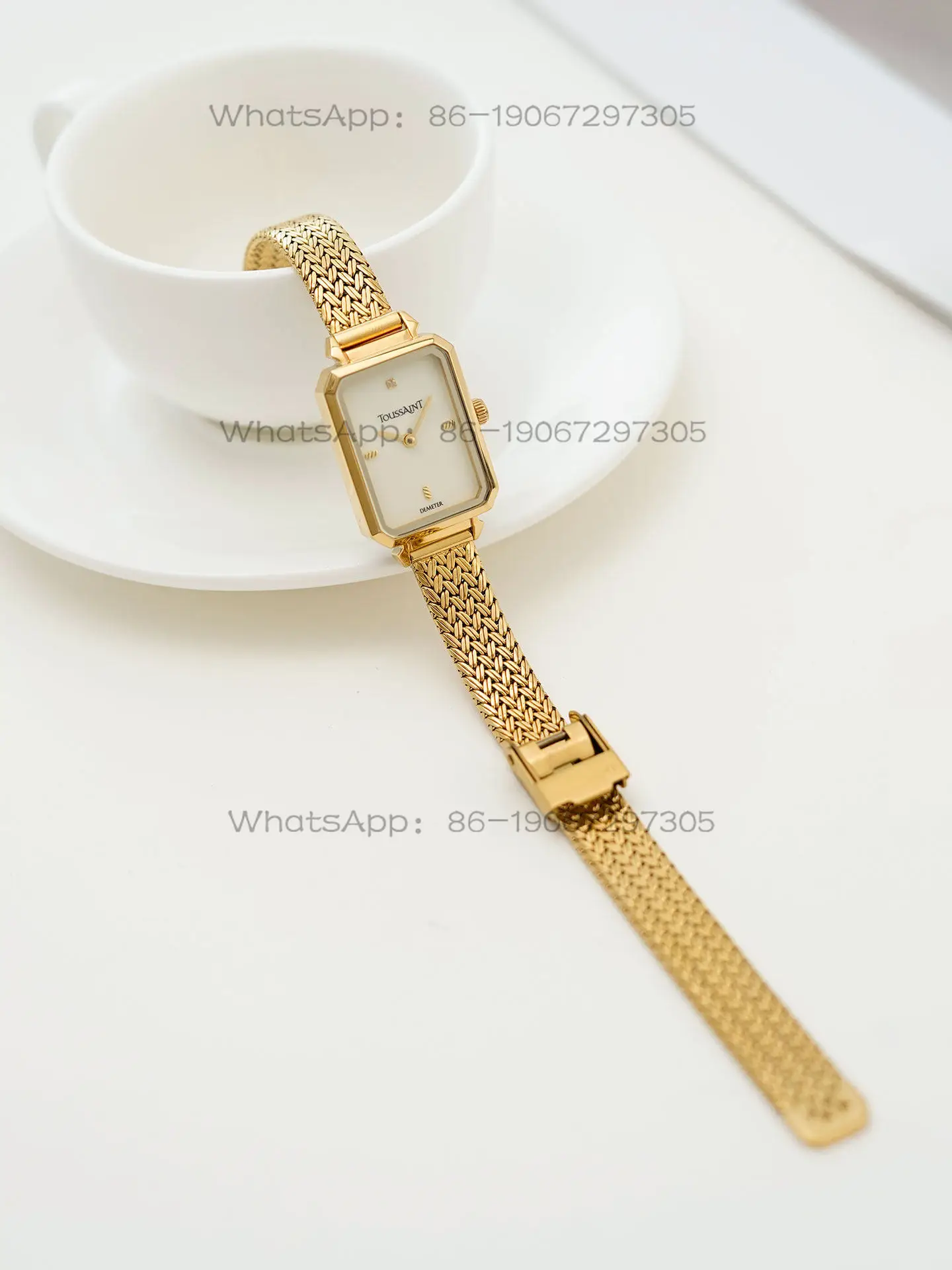 Фото Новые женские золотые часы TOUSSAINT Golden Wheat Ear Diamond, модель Sugar Cube, цвет Dune №2