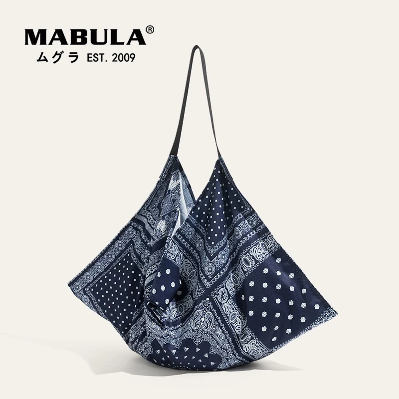 

MABULA Bohemian Stylish Shoulder Bags Women Large Capacity Fordable Shopper Bag Summer Casual Travel Tote Washable Cloth Handbag