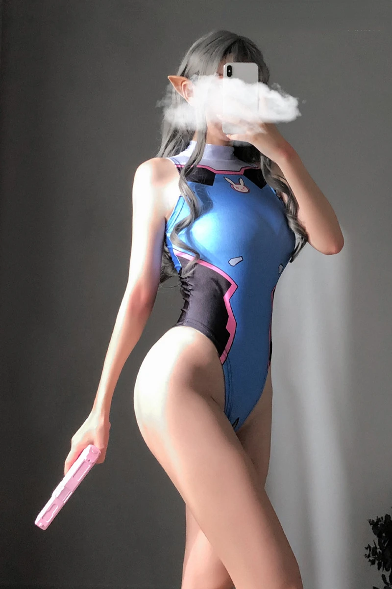 Anime Games Cosplay DVA Printed Sexy Costume for Women Anime Swimsuit Lingerie Bodysuit Swimwear Bathing Suit Open Crotch images - 6