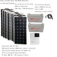 solar panel kit complete with battery 3000w 3kw 110v 220v ups pure sine wave hybrid inverter off grid car camping boat rv led