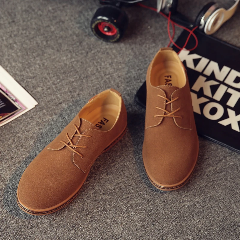2022 Spring Suede Leather Men Shoes Oxford Casual Shoes Classic Sneakers Comfortable Footwear Dress Shoes Large Size Flats