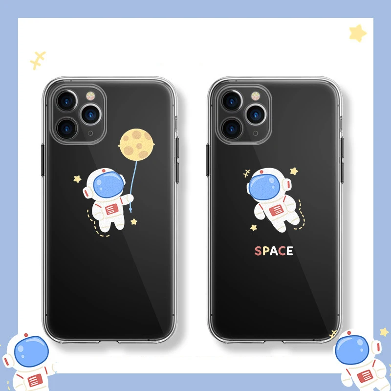 

Astronaut Phone Case For iPhone 13 11 12 Pro Max Xs Max Xr X 12 Mini 7 8 6 6s Plus SE 2020 Protective Cover Cute Cartoon Case