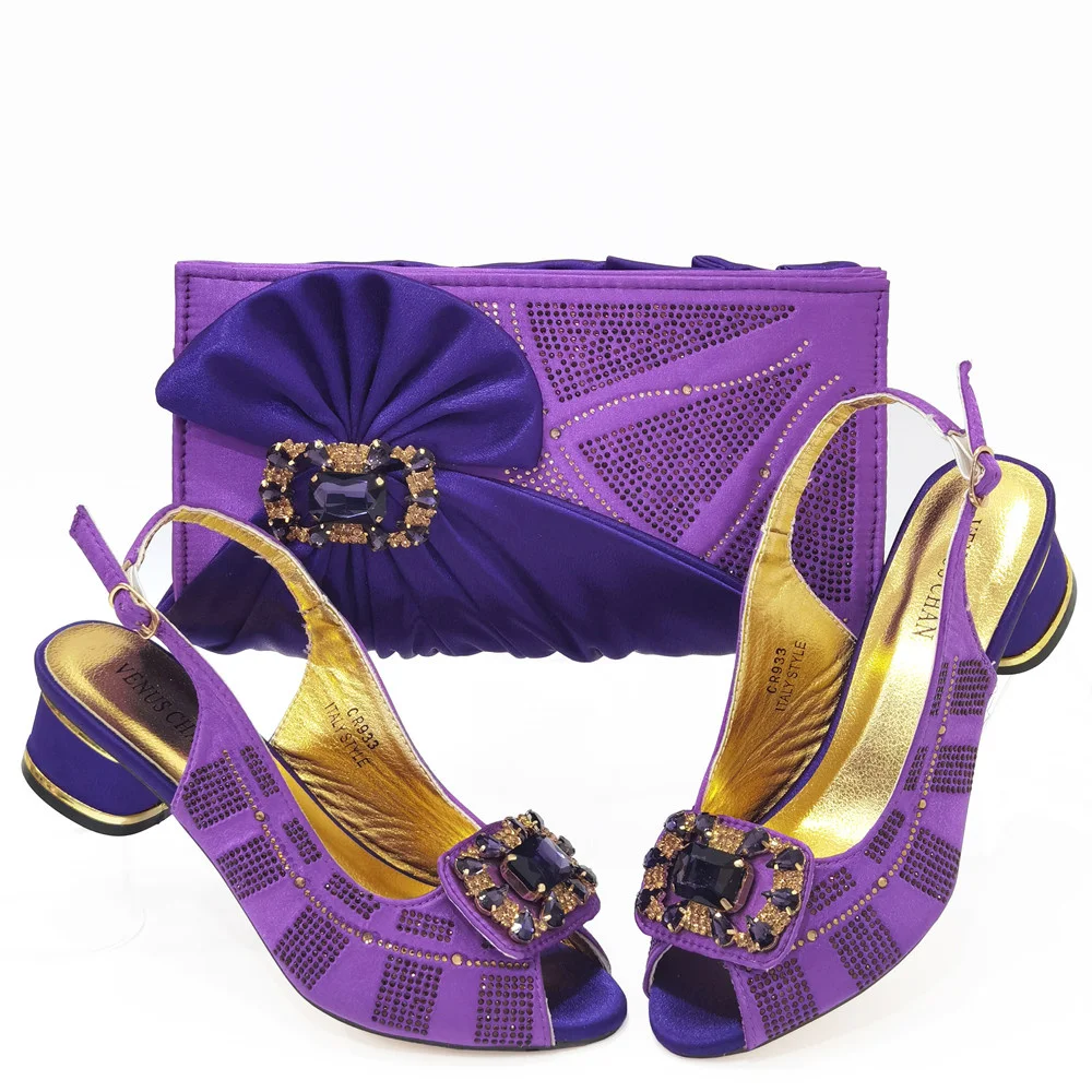 

Doershow, модная женская модель, итальянская обувь фиолетового цвета с подходящей сумкой, украшенная стразами! SSD1-25