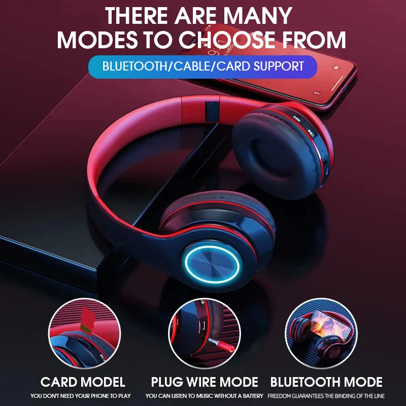 Складные беспроводные наушники Bluetooth-гарнитура стереонаушники с микрофоном