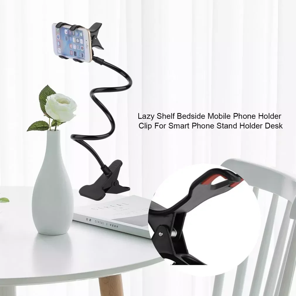 Lazy Shelf Bedside Mobile Phone Holder Clip For Smart Phone Adjustable Stand Holder Bed Table Desk Long Bending Foldable Support