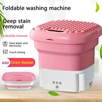 portable washing machine for clothes with dryer bucket mini folding washing machine for socks underwear with drying centrifuge