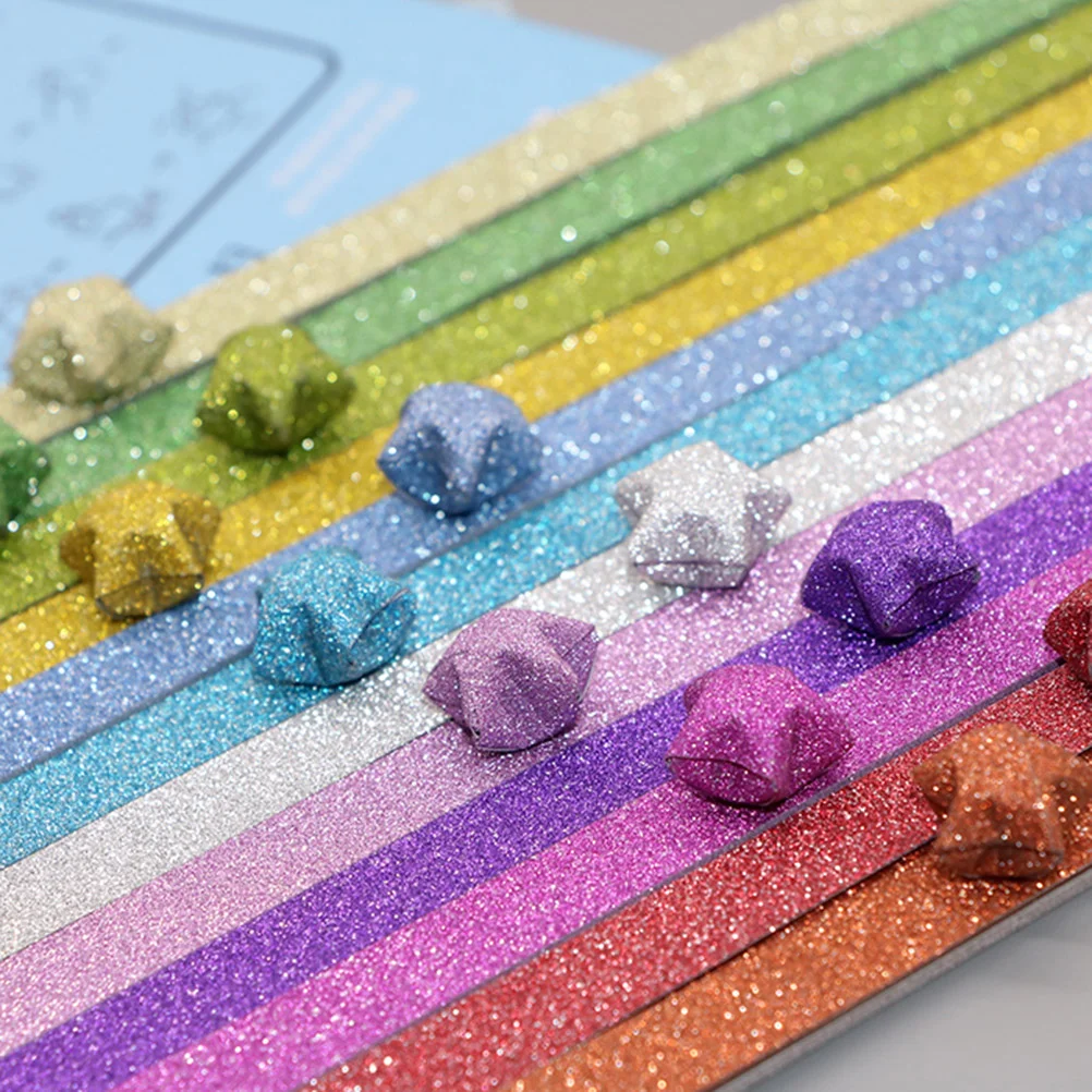 

320pcs Glitter Origami Star Paper Strips Star Paper for DIY Craft ( Mixed Color )