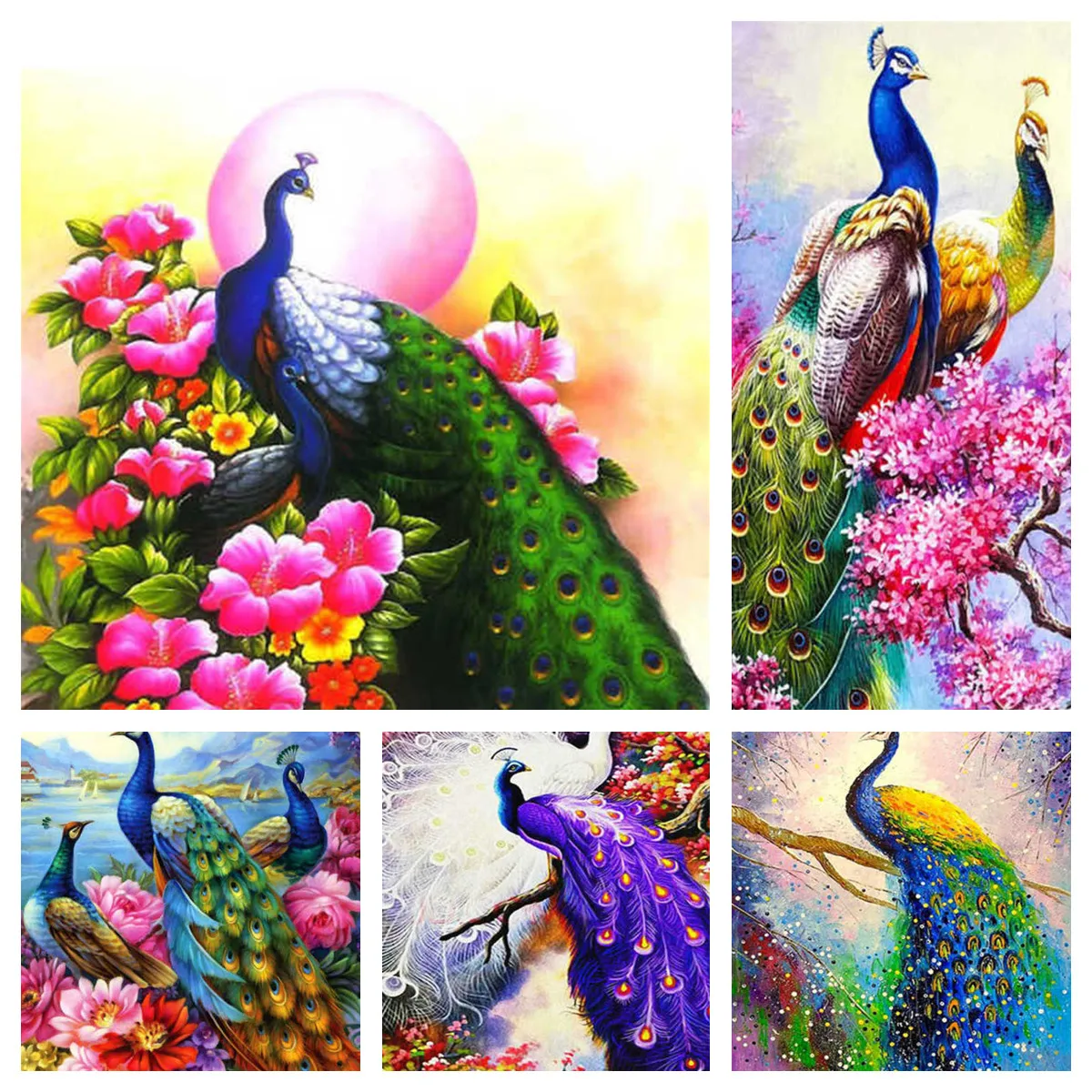 Full Square Diamond Painting Peacock Cross Stitch Buy 5D Diy Diamond Embroidery Animal Moza ek Flower
