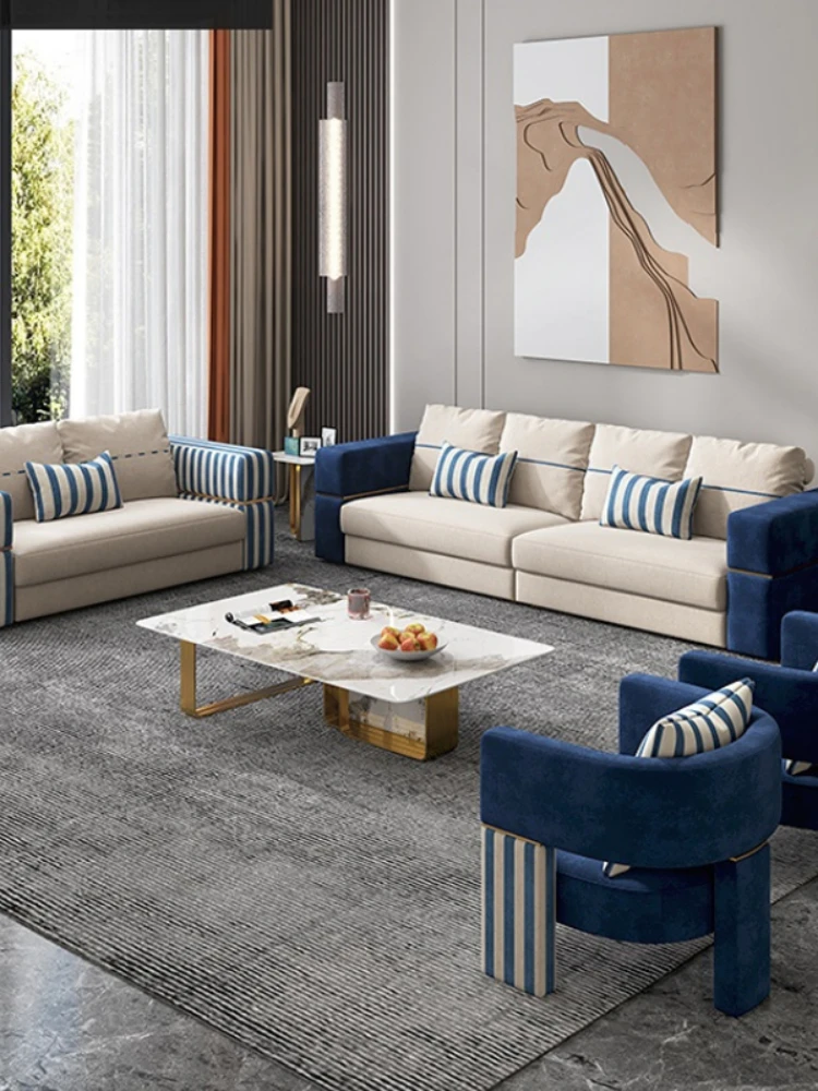 

High quality Italian luxury frosted fabric sofa design model room furniture high-end villa sofa sofa style muebles de la sala