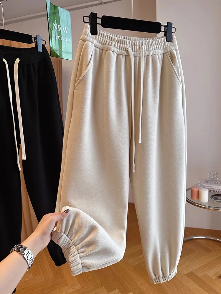 Осенне-зимние шаровары женские утепленные спортивные брюки большого размера