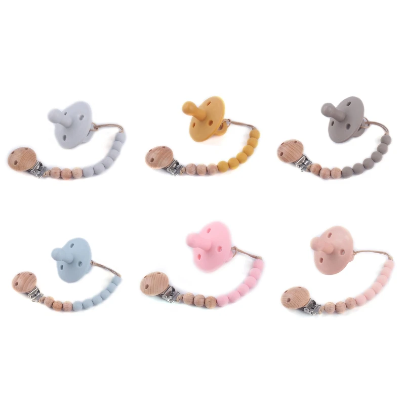 

Silicone Bead Pacifier & Bib Clip Baby Teething Pain Release Toy Boys Girl Gift