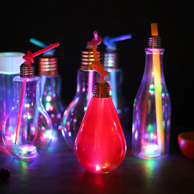 200~500ml Drink Cup Water Bottle Creative Clear Light Bulb Shaped Bottle  Party Decor Flower Vase Artificial Fake Artificial
