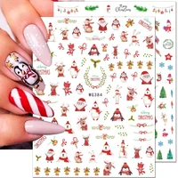 christmas nail art stickers 3d cartoon cute sticker for nails santa claus elk snowflake nail stickers winter xmas nail decals