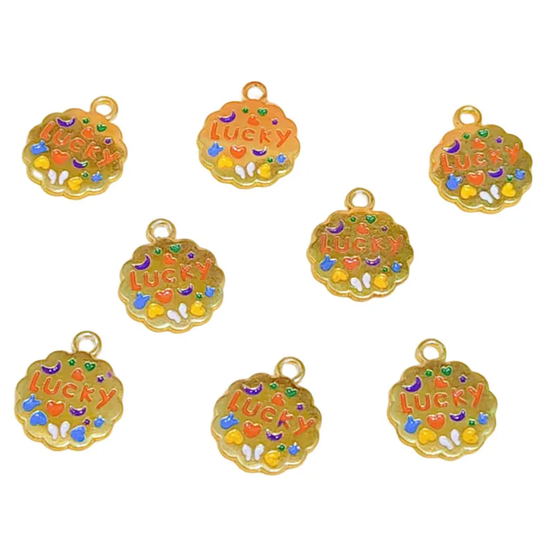 

WZNB 10Pcs Enamel Lucky Heart Charms Crescent Moon Geometry Pendant For DIY Jewelry Making Earring Necklace Bracelet Accessories