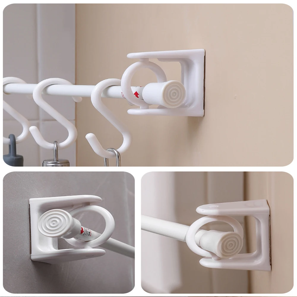 Strong Curtain Rod Bracket Holders Hooks Self-adhesive Holder Clothes Rail Toilet Bathroom kitchen Accessories 2pc |