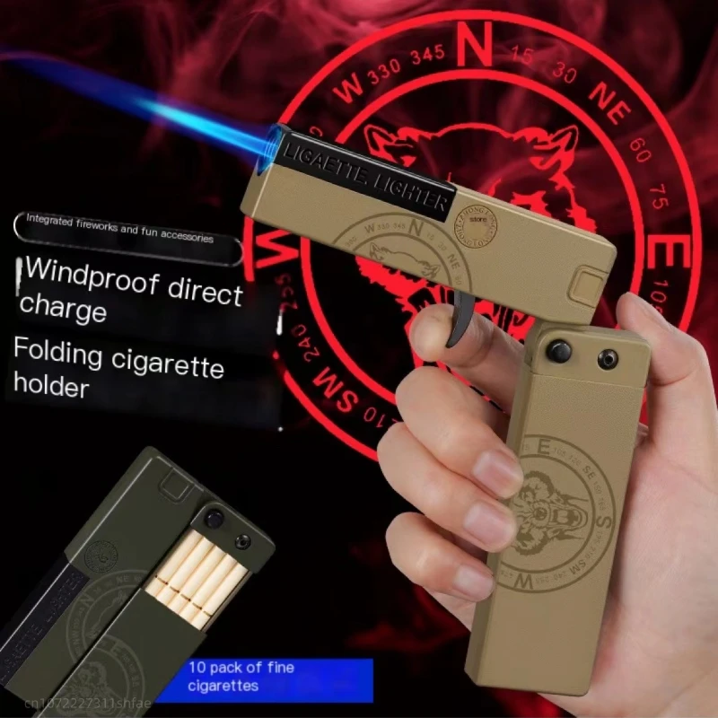10 Fine Cigarette Packs Windproof Jet Blue Flame Fun Lighter