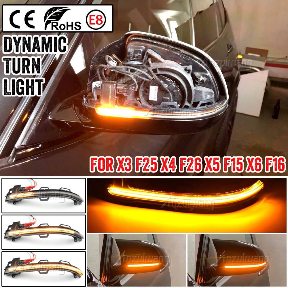 

Rearview Mirror Sequential Lamp Dynamic Indicator Blinker Turn Signal Light for BMW X3 X4 X5 X6 F25 LCI F26 F15 F16 2014-2017