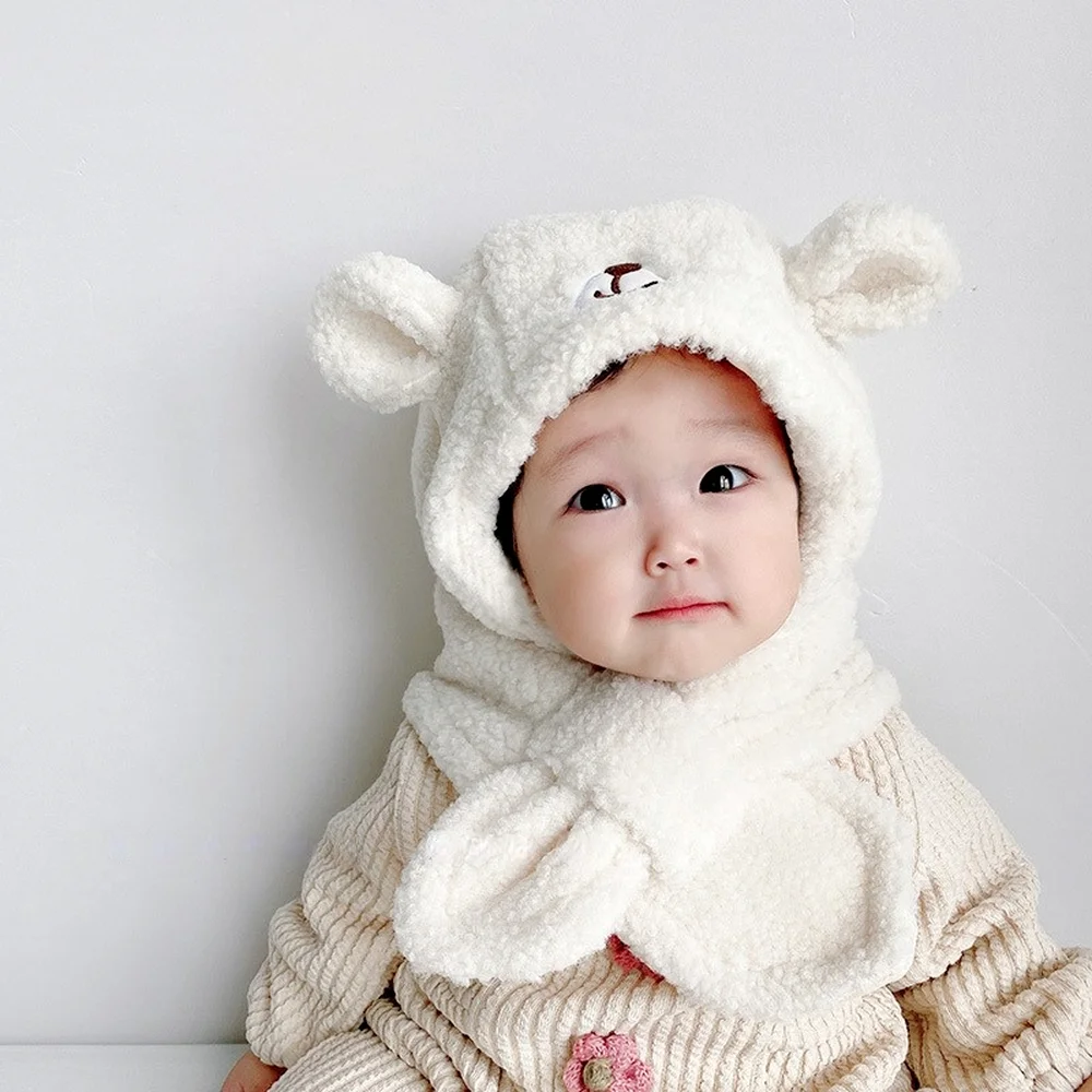 

Winter Children Hat Scarf Plus Fleece Kids Caps Cartoon Hat for Girls Boys Fashion Baby Gift Accessories 5 Months-4 Years