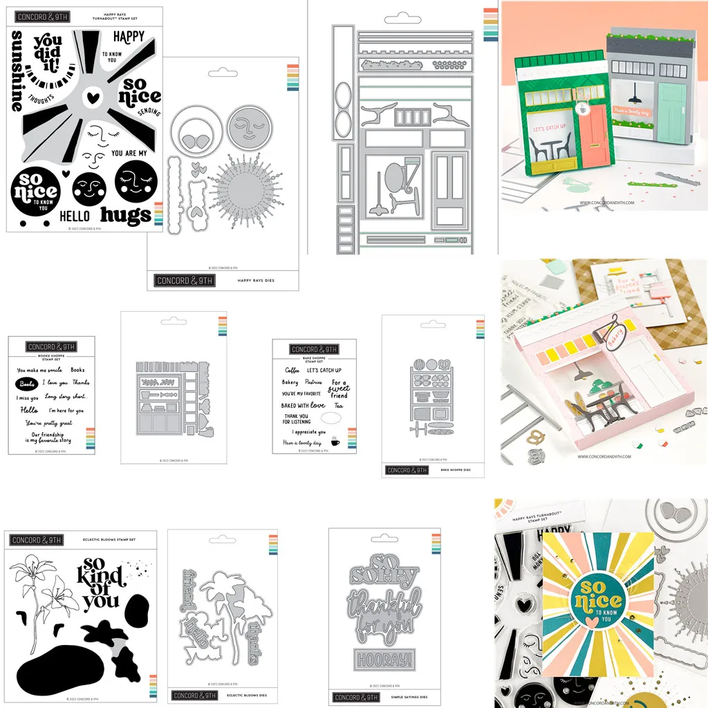 

December New 2022 Pop-Up Shoppe Blooms Die Metal Cutting Dies Clear Stamps Set Scrapbook Diy Paper Handmade Greeting Card