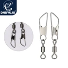 DNDYUJU 100 шт., латунный рыболовный коннектор для бочонка, поворотный подшипник из нержавеющей стали с блокировочной защелкой для приманка на рыболовный крючок лески