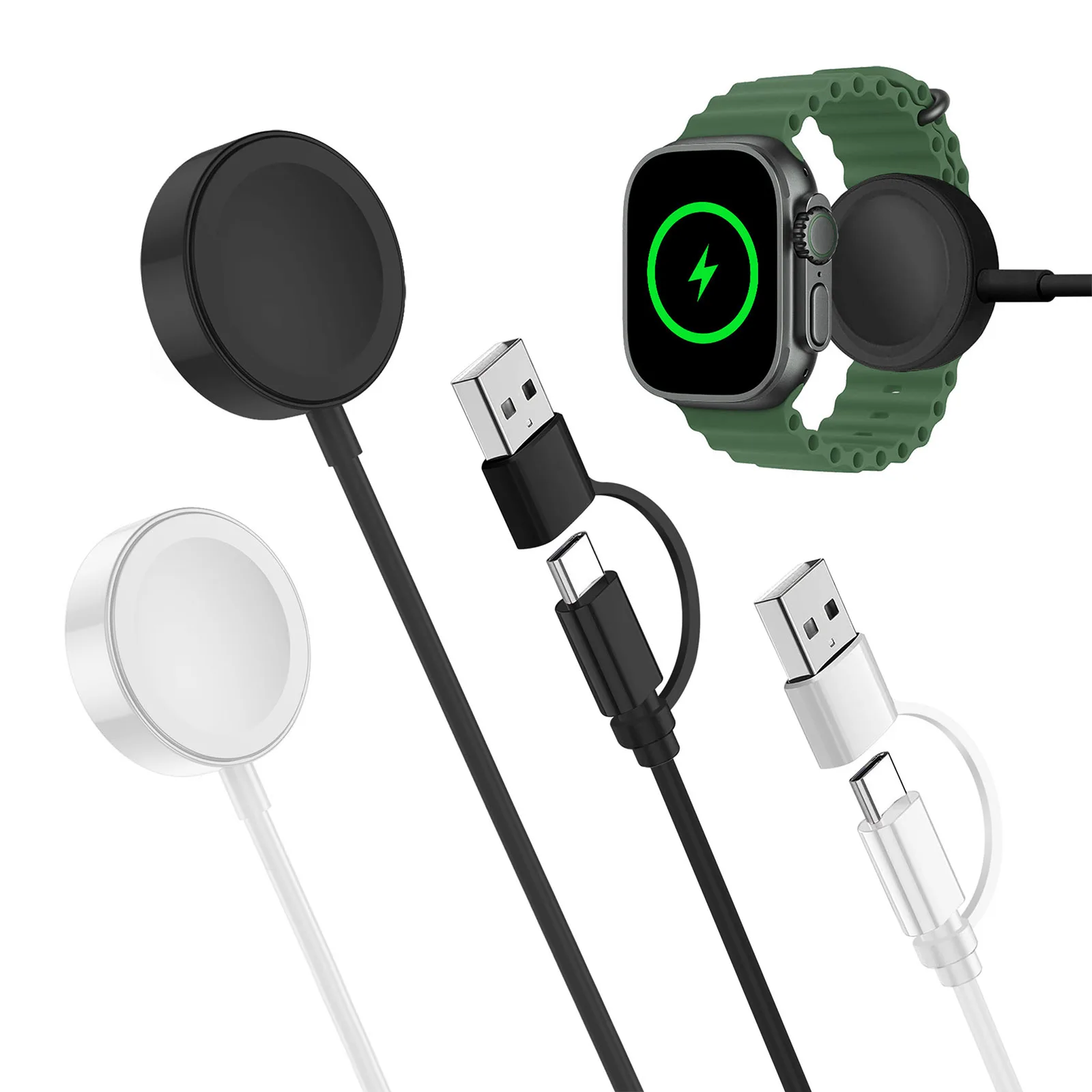 Кабель для быстрой беспроводной зарядки Apple Watch Ultra 2/10/9/8/7/6/5/4 шнур магнитной и