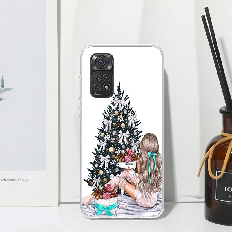 Рождественский чехол для телефона с изображением девушек кофе Xiaomi Redmi Note 13 12S 11S 10S