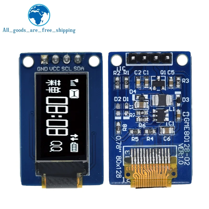Модуль ЖК-дисплея TZT с OLED-дисплеем 0 78 дюйма разрешение 78*80 интерфейс SPI драйвер SH1107