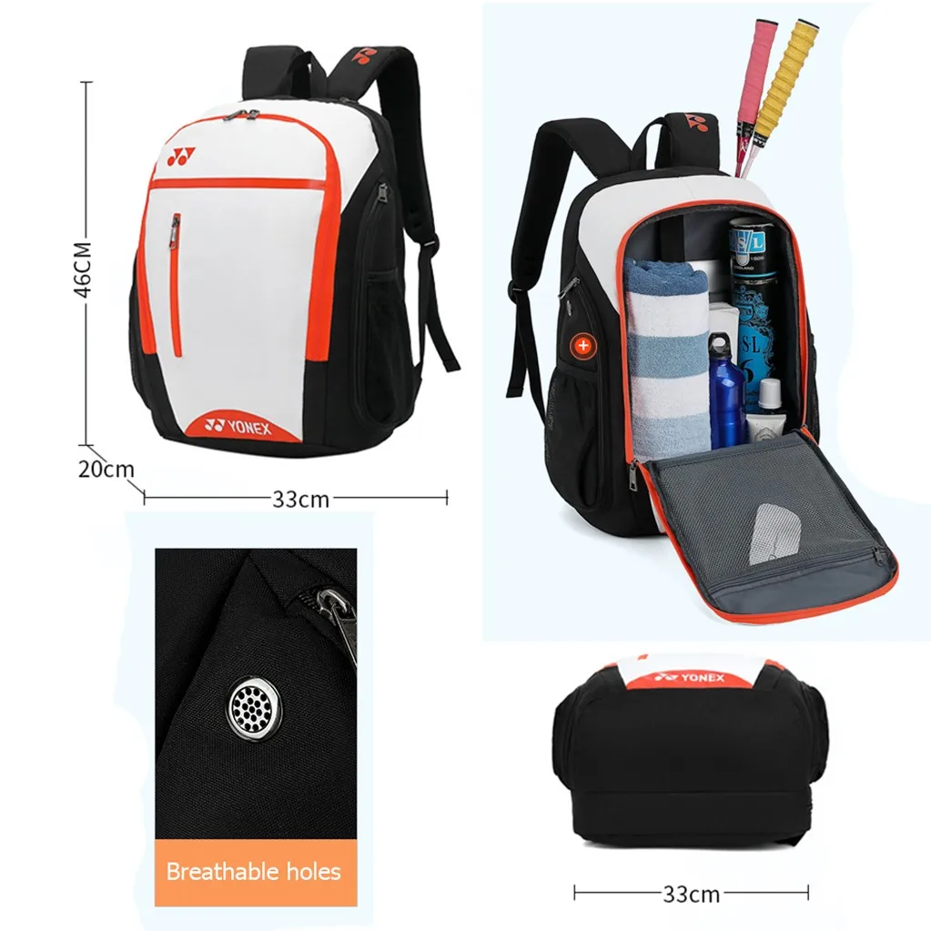 YONEX 2-4pcs Racquet Badminton Backpack With Shoes Compartment Waterproof Tennis Racket Shoulder Bag Women Men Match Training