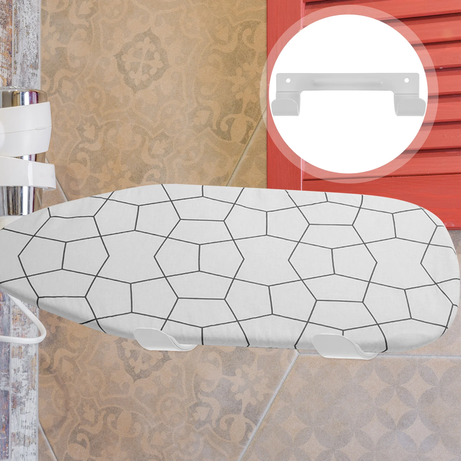 

Ironing Board Hanger Folding Hanging Rack Hook Ordinary Shelf Steel Storage Holder Wall Mount