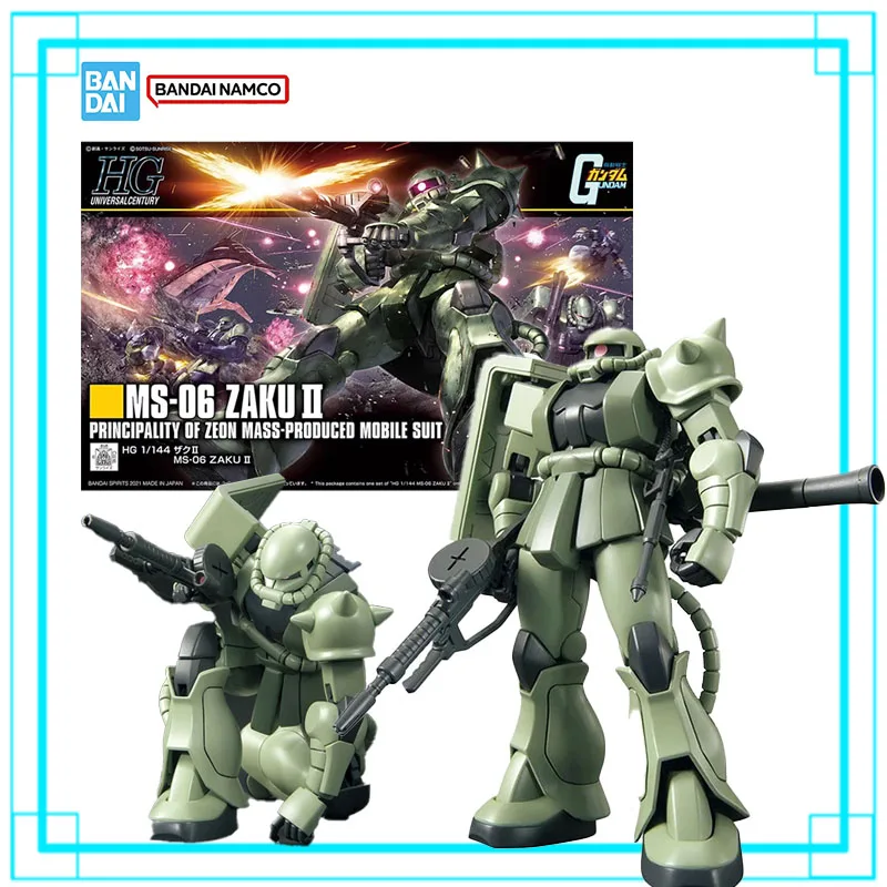 Фото В наличии: Сборная модель Bandai Gundam HG 1/144 MS-06 ZAKU II, аниме-фигурка, коллекционная игрушка для мальчиков, подарок №2