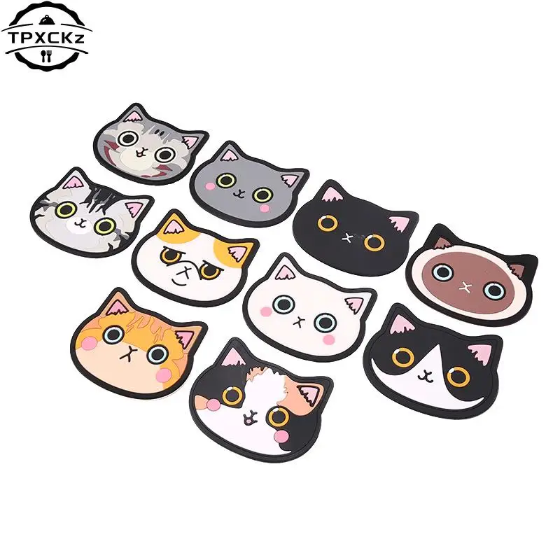 

1pc Silicone Cat Shaped Tea Coaster Cup Mat Pad Mug Holder Mat Coffee Drinks Table Placemats Heat-resistant Cup Coasters