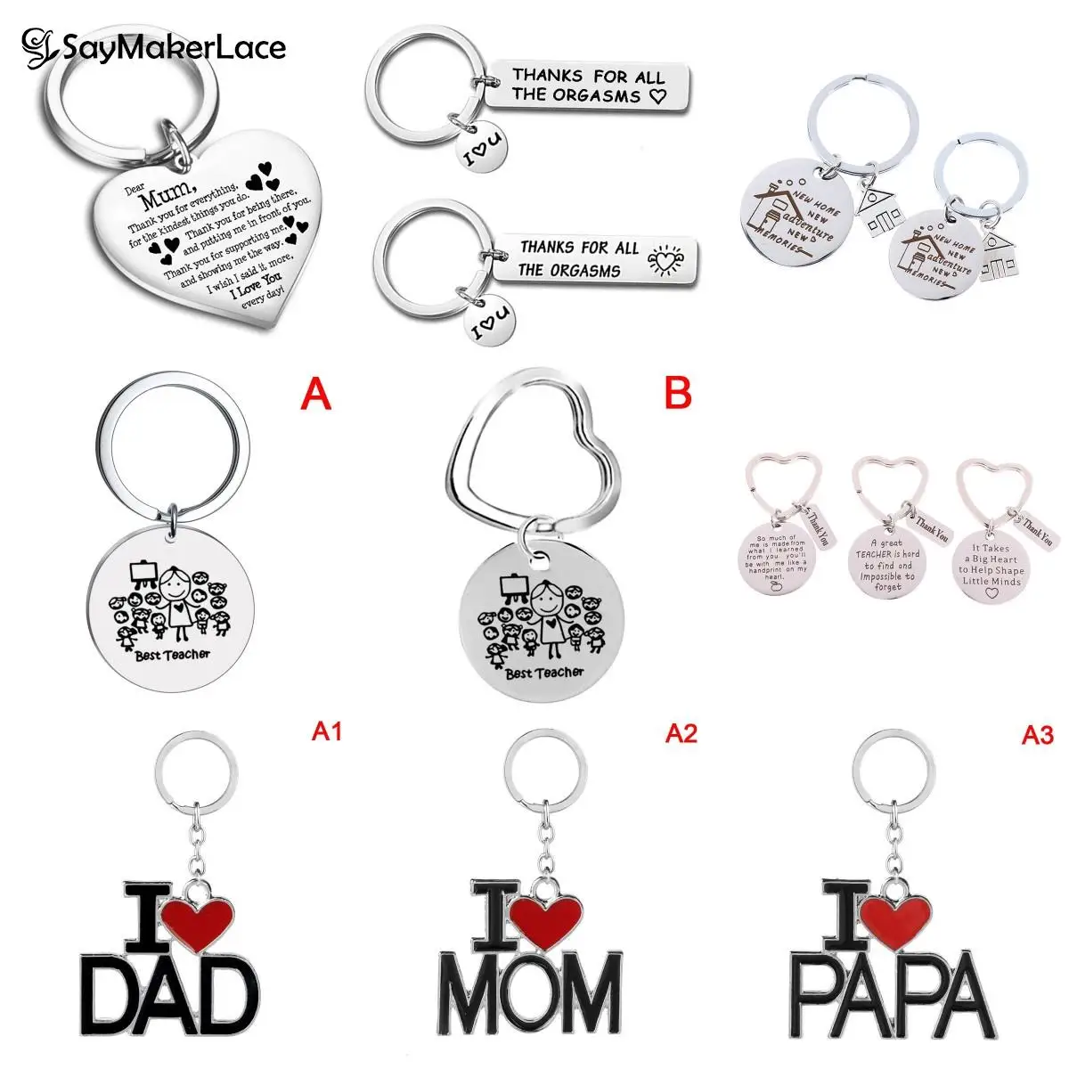 

1PCS Stainless Steel Keychain Jewelry Gift Engraved To My Son Daughter Forever Love Mom Keyring Keyring Charm Love Pendant