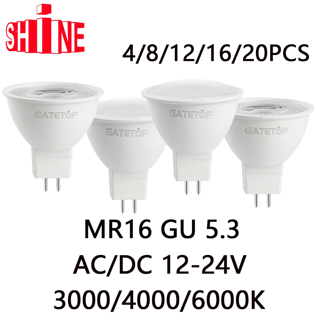 

4-20PCS LED low voltage spotlight 3W-7W GU5.3 AC/DC 12V-24V flicker-free high warm white light can replace 20W 50W halogen lamp
