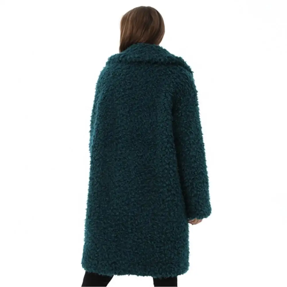 Women Winter Long Warm Real Fur Fox Jackets Pure Color Button  Lapel Real Raccoon Fur Coat Leisure Big Pocket Women's Fur Coat